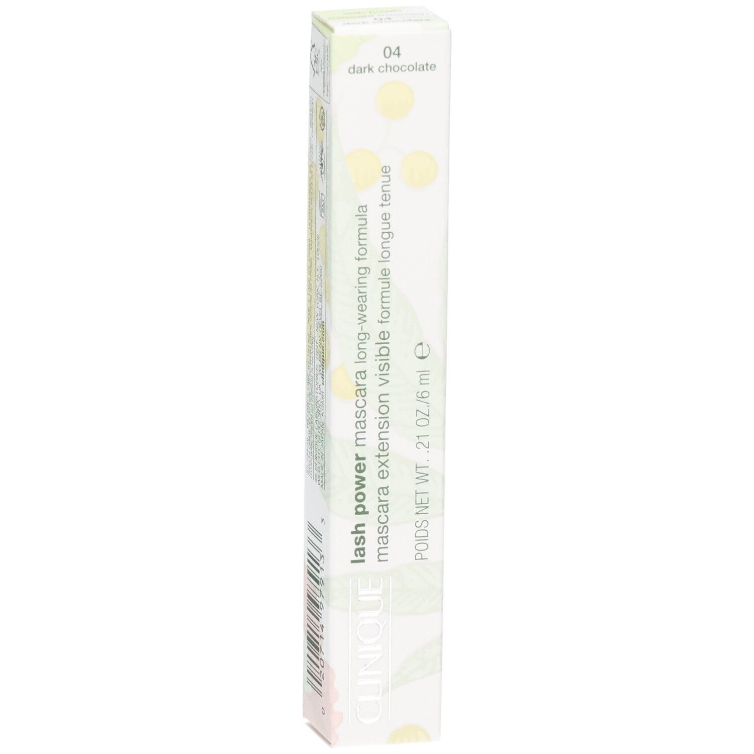 Clinique Lash Power Mascara Karton, Vorderseite mit Farb- und Produktnamen.