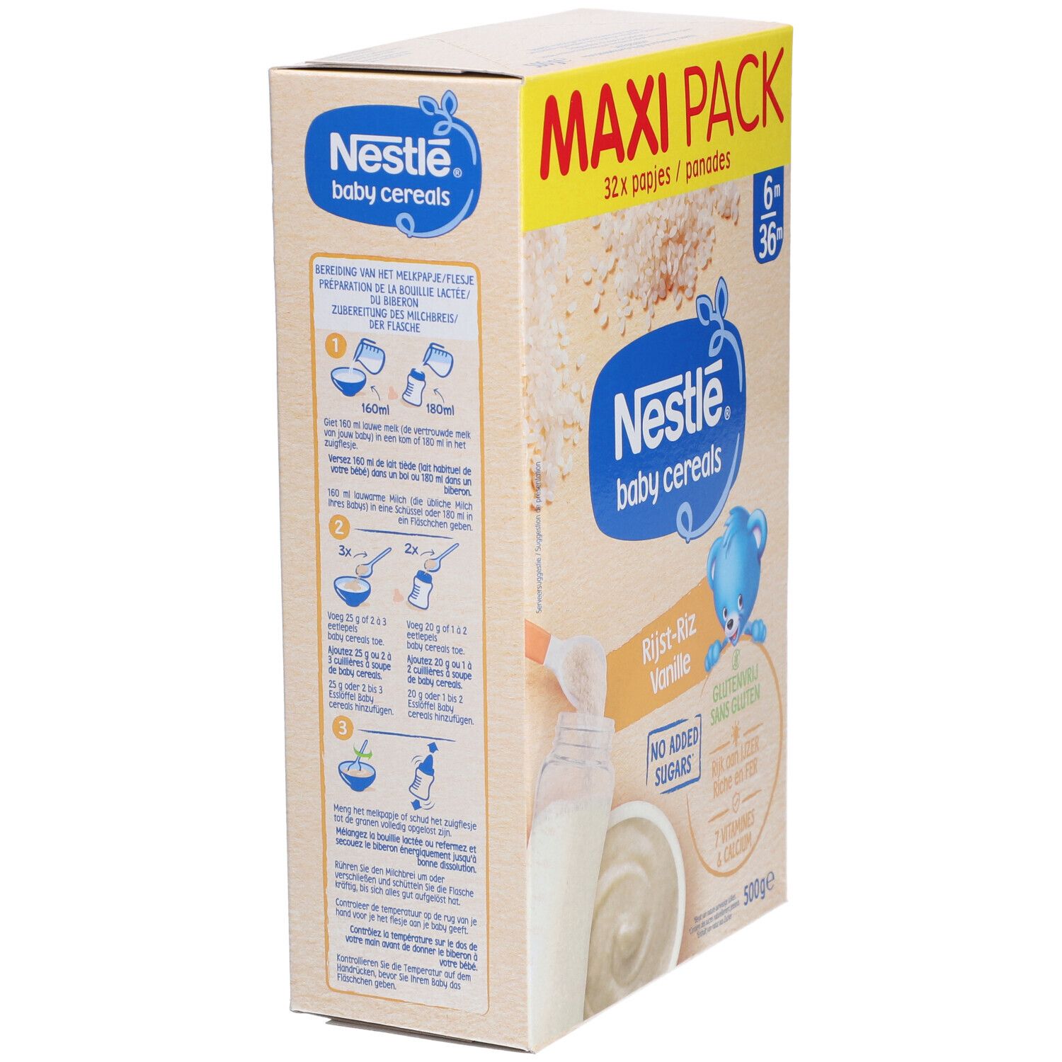 Nestle Baby Granen Rijst Vanille Glutenvrij 500 g Brei