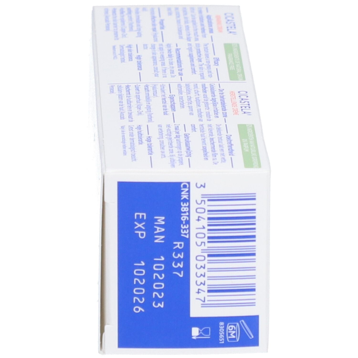 Doos met barcode, fabricage- en vervaldatum. Bevat informatie over het lotnummer.
