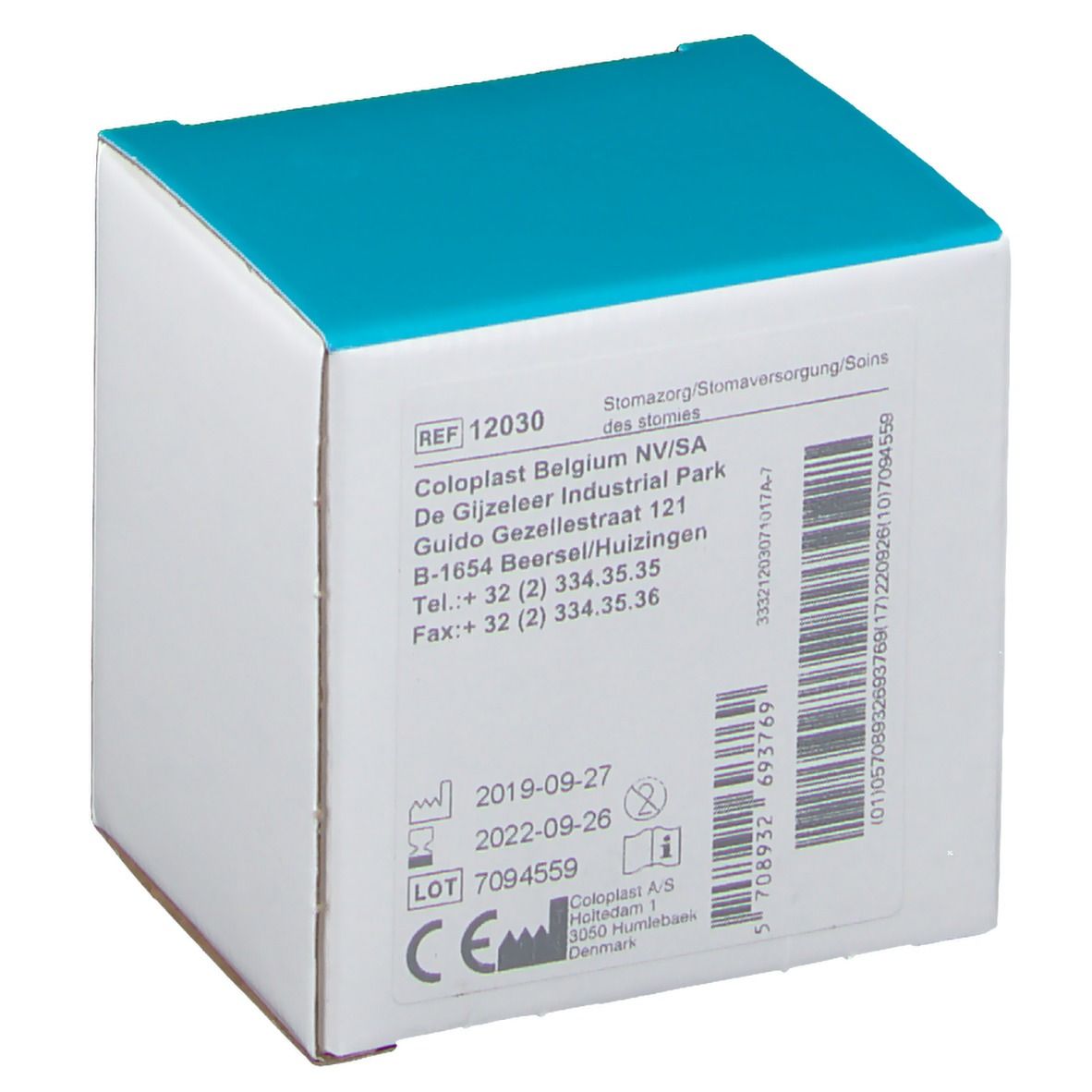 Boîte Brava. Anneau malléable, 2,0 mm, 10 pièces. Couvercle bleu. Logo Coloplast. Marquage CE.