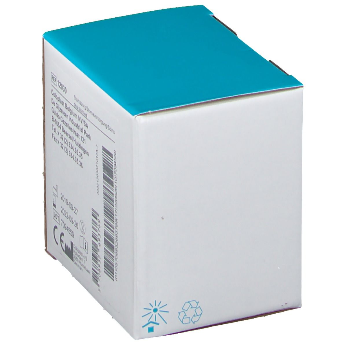 Boîte Brava. Anneau malléable, 2,0 mm, 10 pièces. Couvercle bleu. Logo Coloplast. Marquage CE.