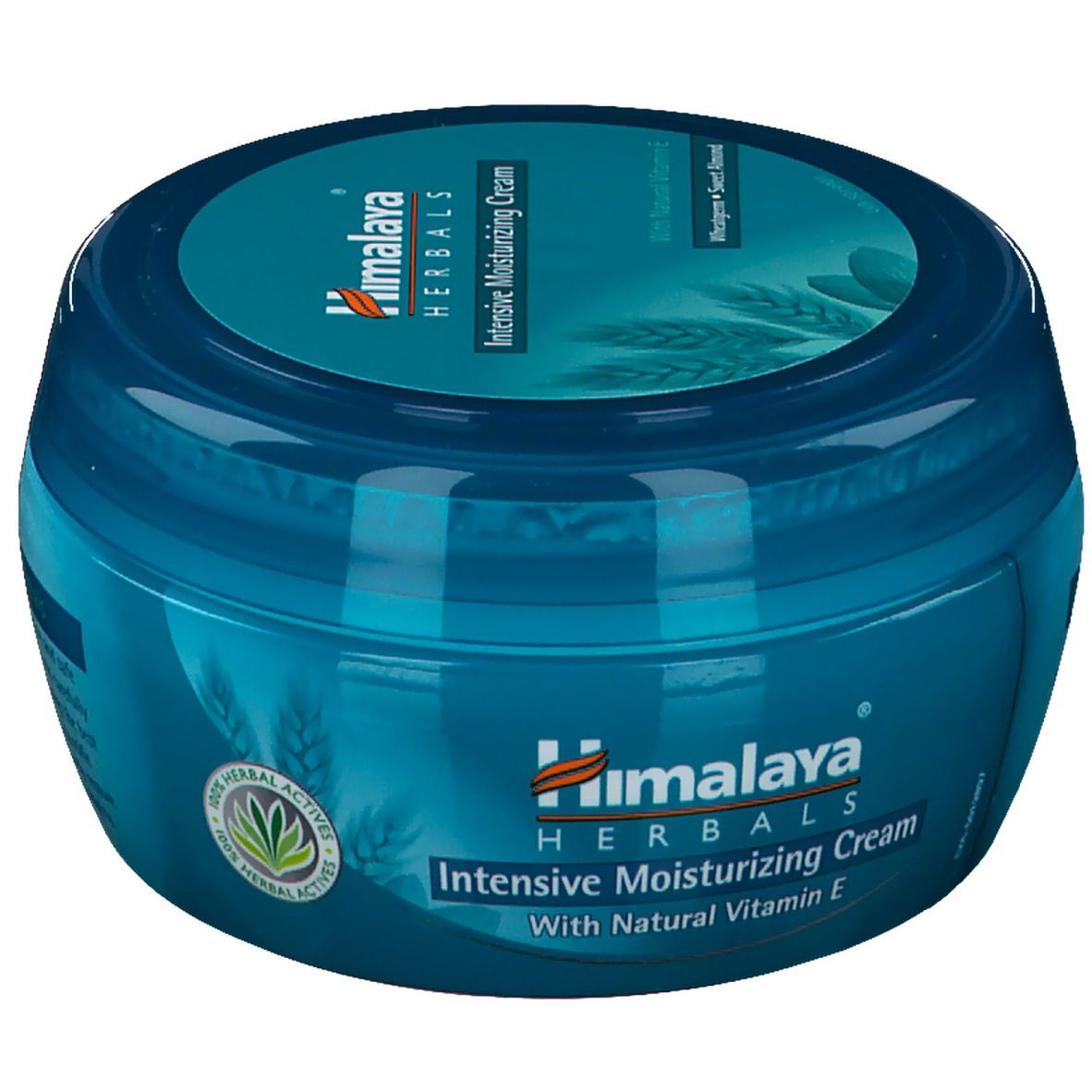 Pot bleu Himalaya® Intensiv feuchtigkeitsspendende Creme. Inscription: Himalaya Herbals. Avec herbes.