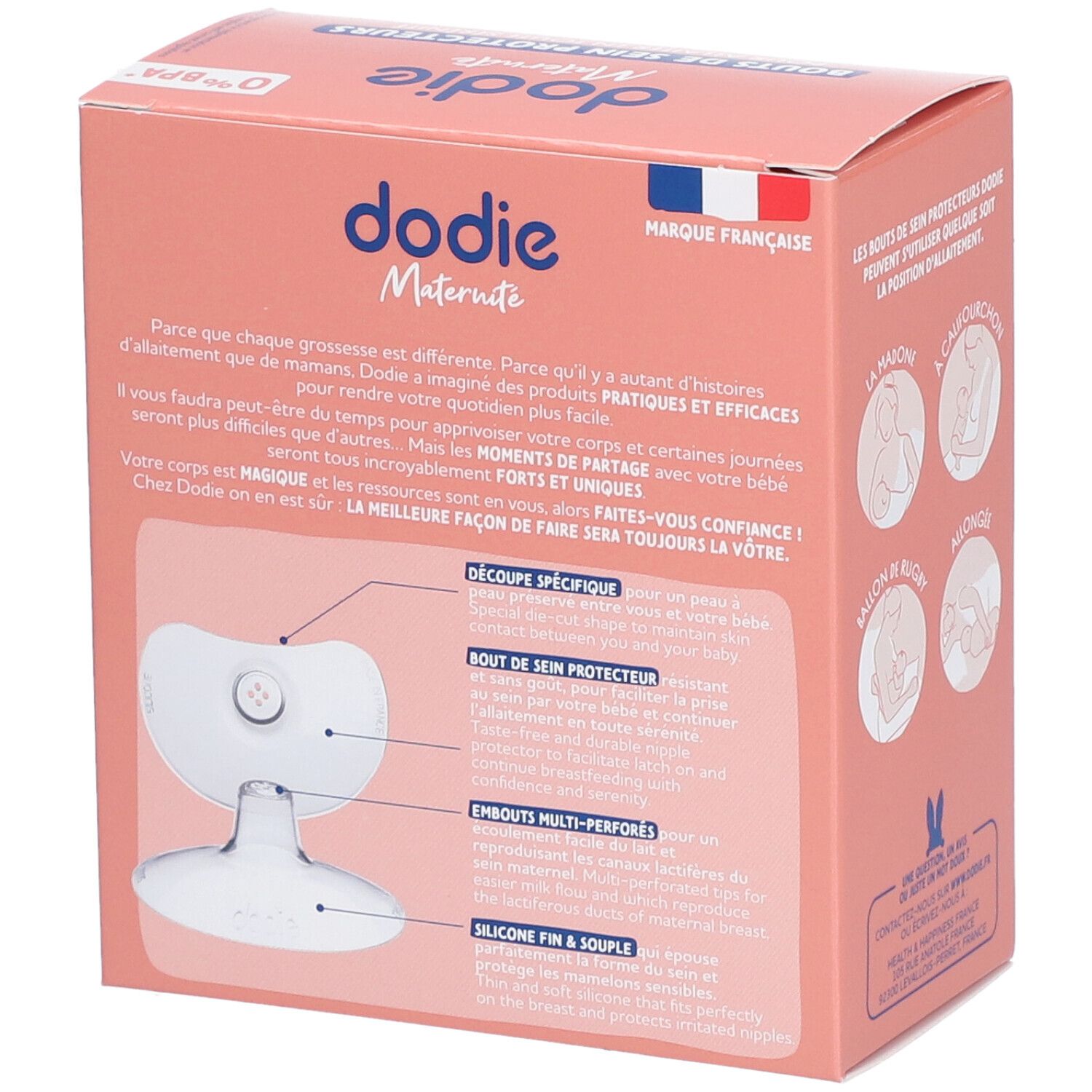 Dodie Brustwarzenschutz aus transparentem Silikon mit Perforationen.