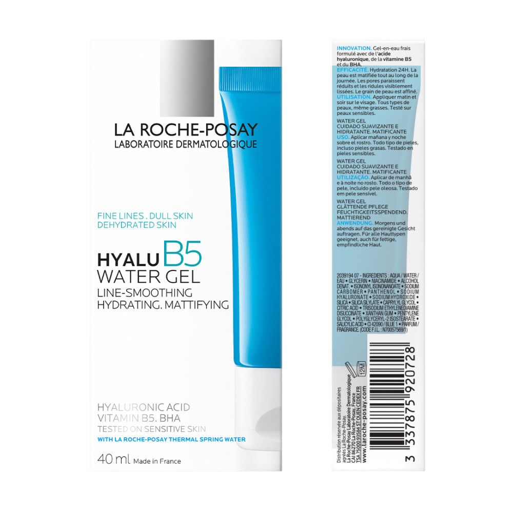 Tube et emballage du La Roche-Posay Hyalu B5 Water Gel.