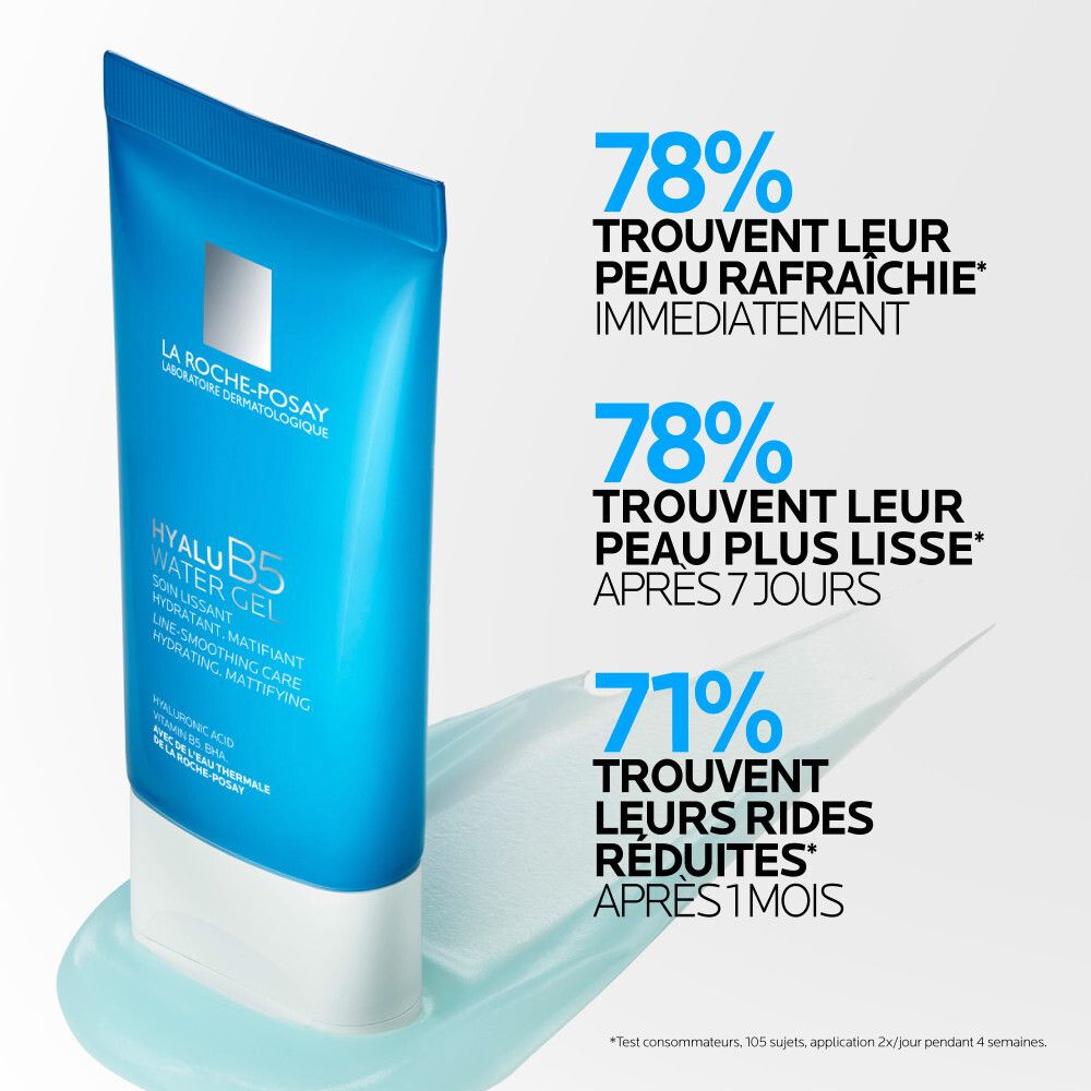 Tube La Roche-Posay Hyalu B5 Water Gel avec instructions d'application.