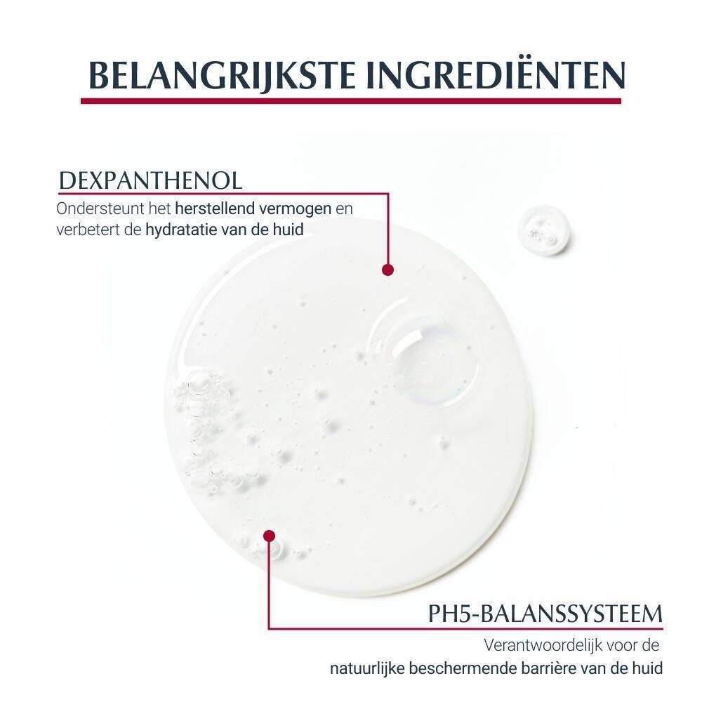 Close-up van schuim. Tekst: Dexpanthenol, pH5-Balanssysteem.