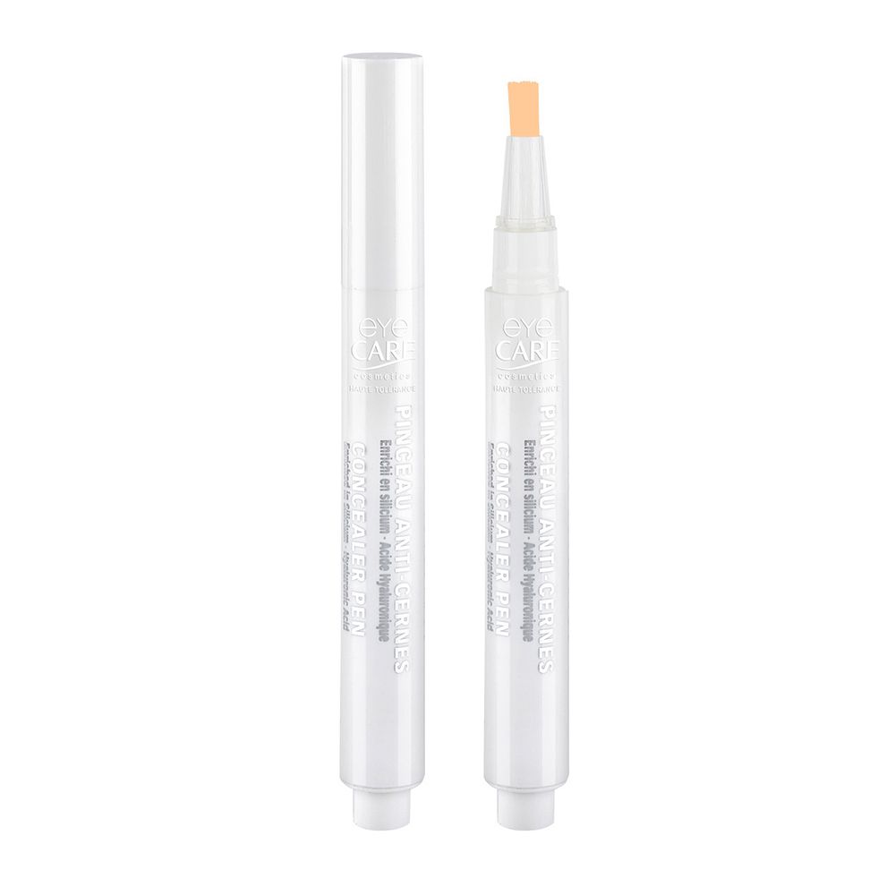 Weißer Stift mit beiger Spitze. Aufschrift: EYE CARE. Text: Anti-Augenringe.