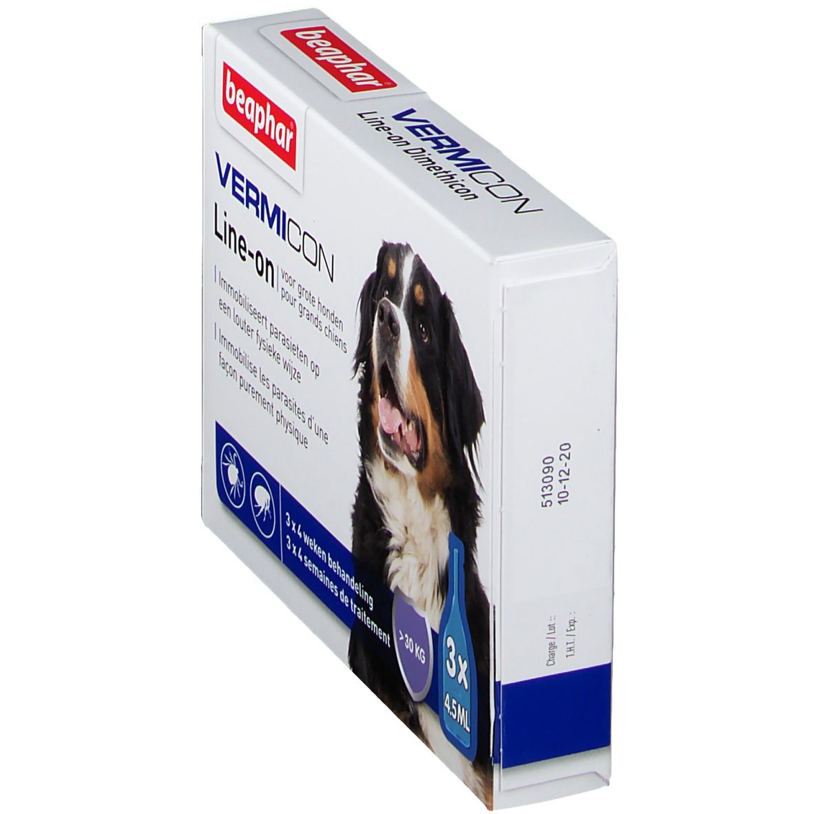 Schuine weergave van de productverpakking. Bevat productnaam, hond en 3 doses. Merk: beaphar.