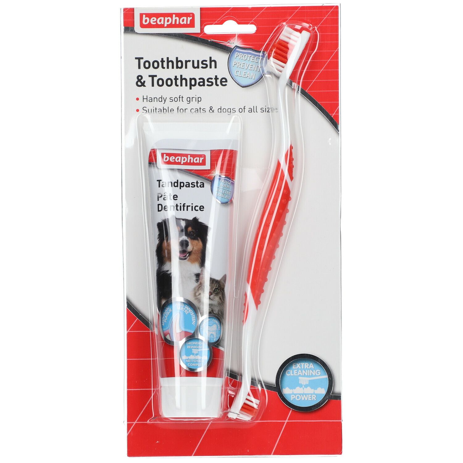 beaphar® Combi-Pack pour chien et chat : dentifrice + brosse à dents