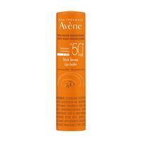Oranje lippenbalsem stick. Merk: Eau Thermale Avène. SPF 50+. Bedrukking met tekst.