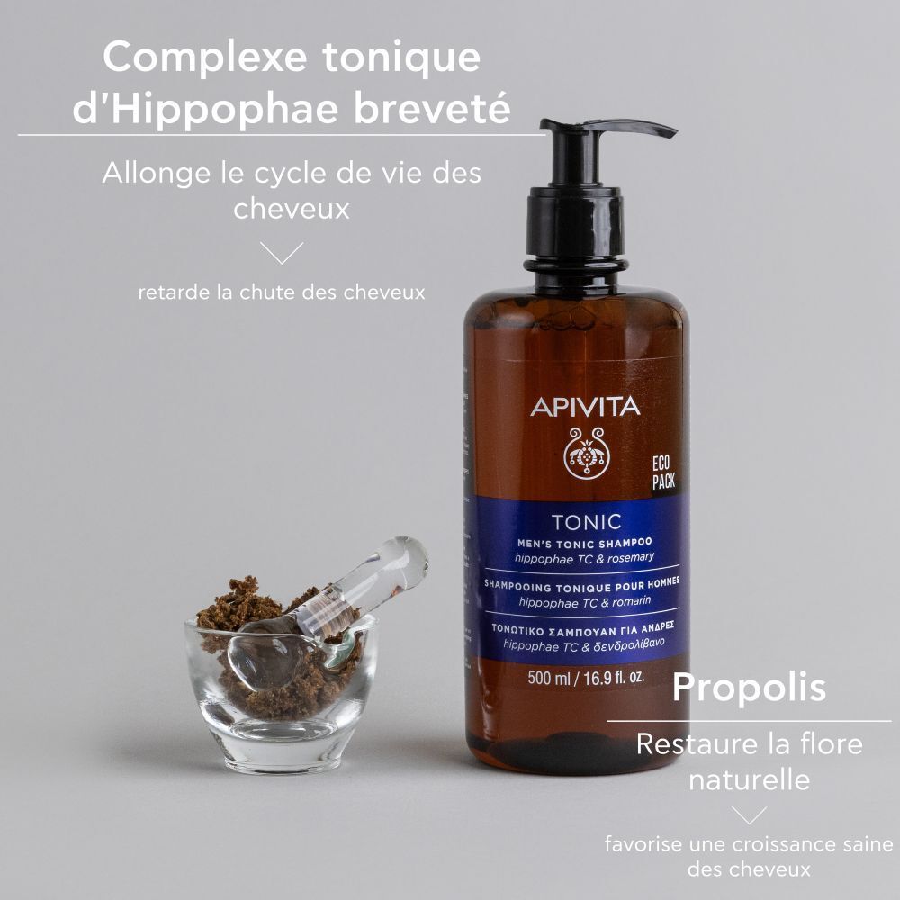 Flacon, herbes et propolis. Texte: Complexe Hippophae, Propolis, Romarin.