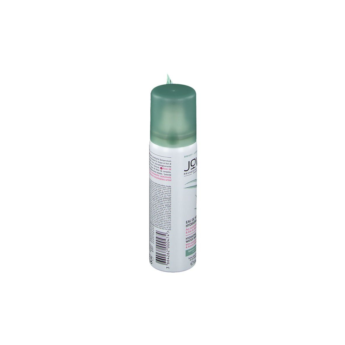 Bouteille avec bouchon vert. Inscription : JOWAÉ. Produit : brume hydratante.