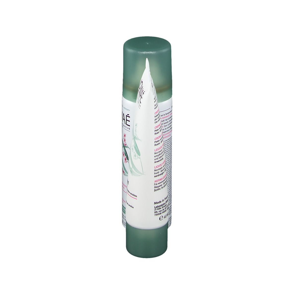Tube avec bouchon vert. Logo JOWAÉ et nom du produit. Texte au dos.
