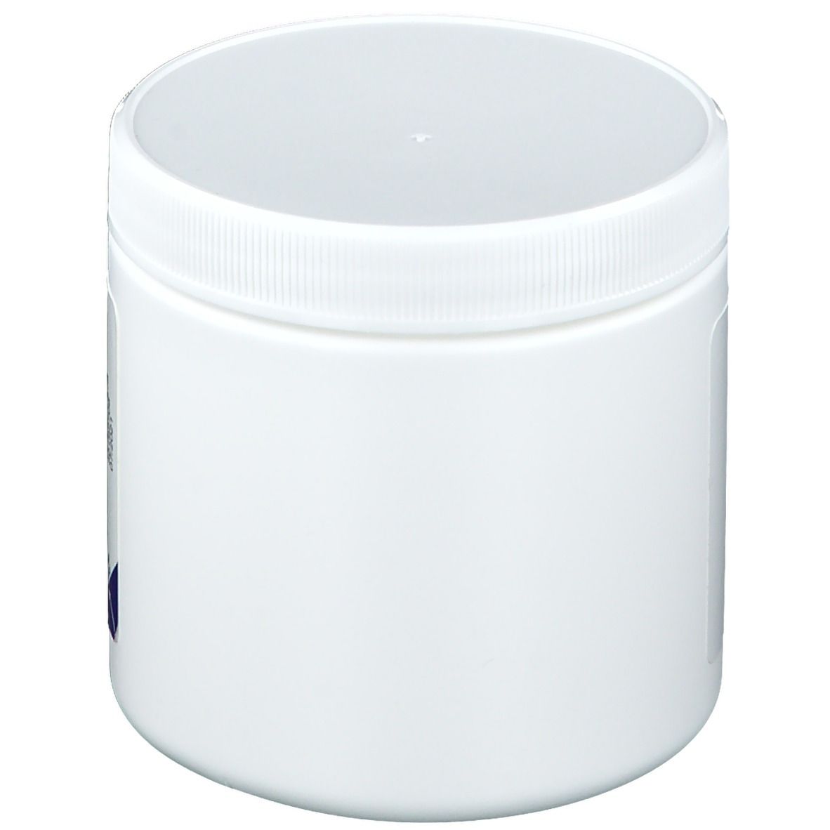 Pot blanc avec couvercle. Aucune inscription visible.