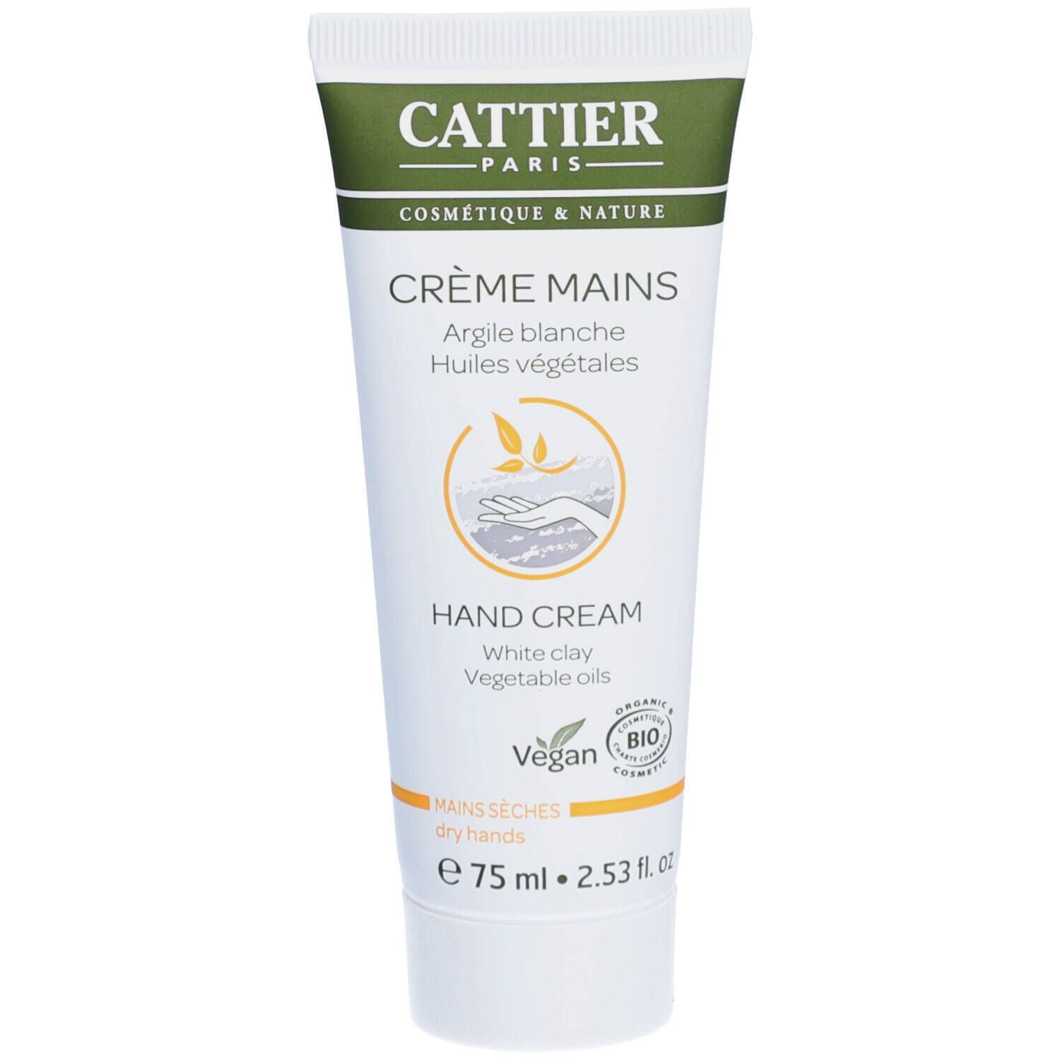 Cattier Handcreme witte klei droge handen bio 75ml 75 ml Hautcreme