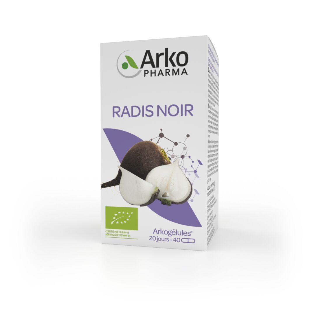 Boîte de gélules. La boîte affiche le produit, le logo Arkopharma et la certification BIO.
