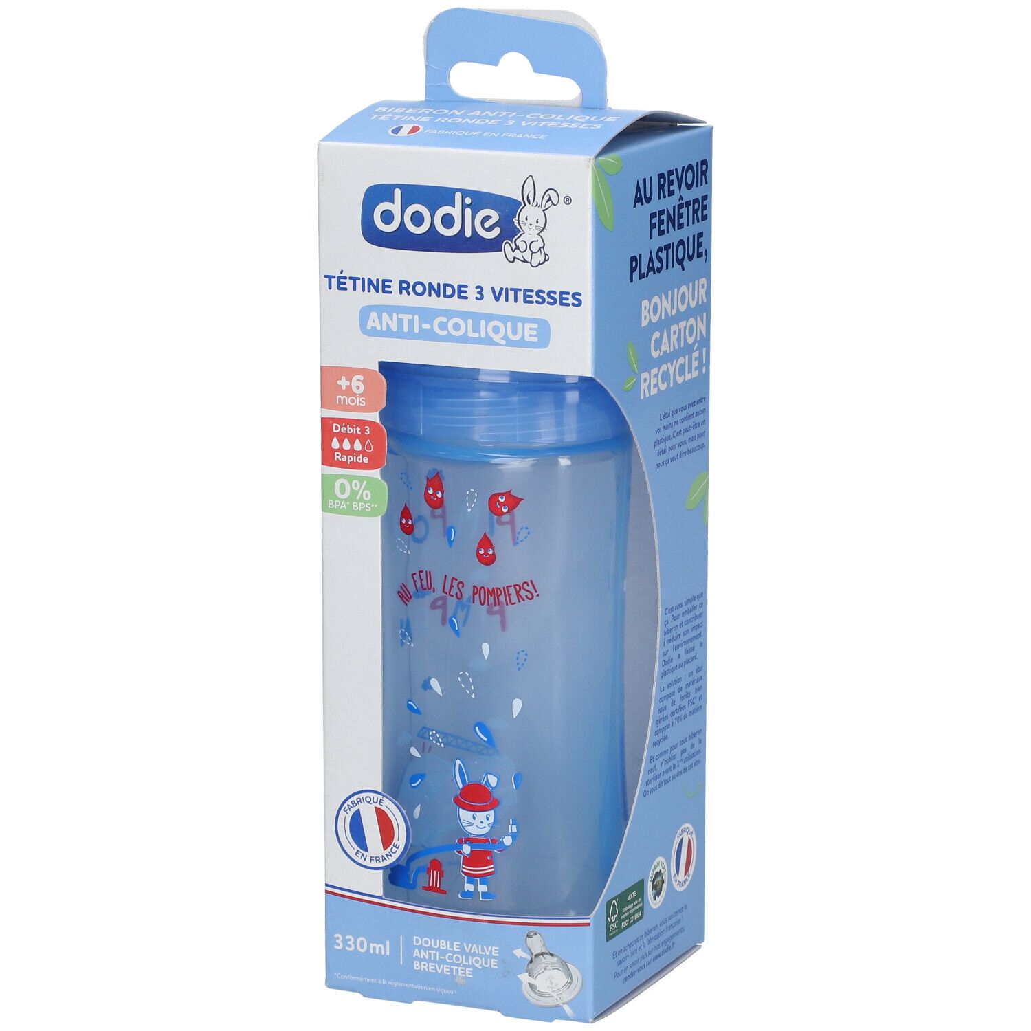 Biberon 330 ml tétine ronde 3 vitesses (Couleur non sélectionnable)