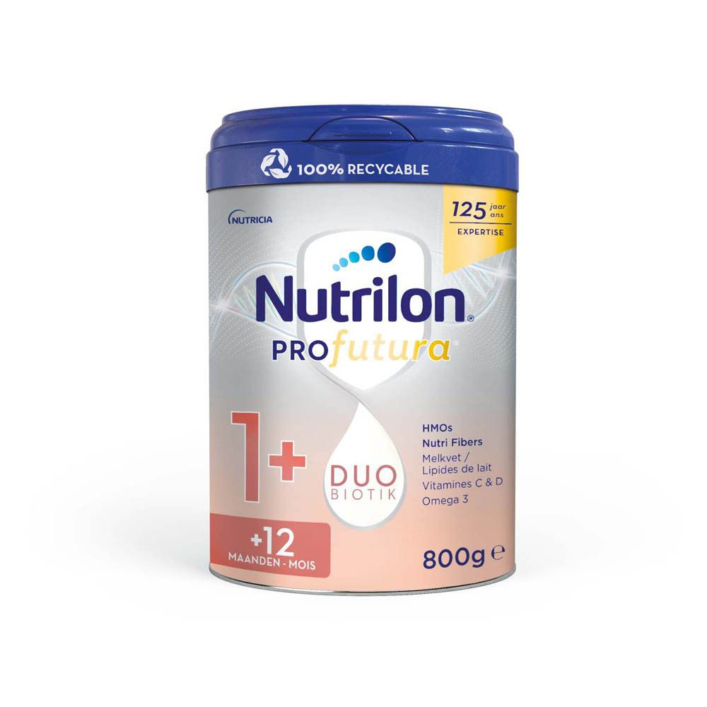 Nutrilon Profutura 1+ blik met deksel. Duo Biotik, 800g. Voor kinderen +12 maanden.