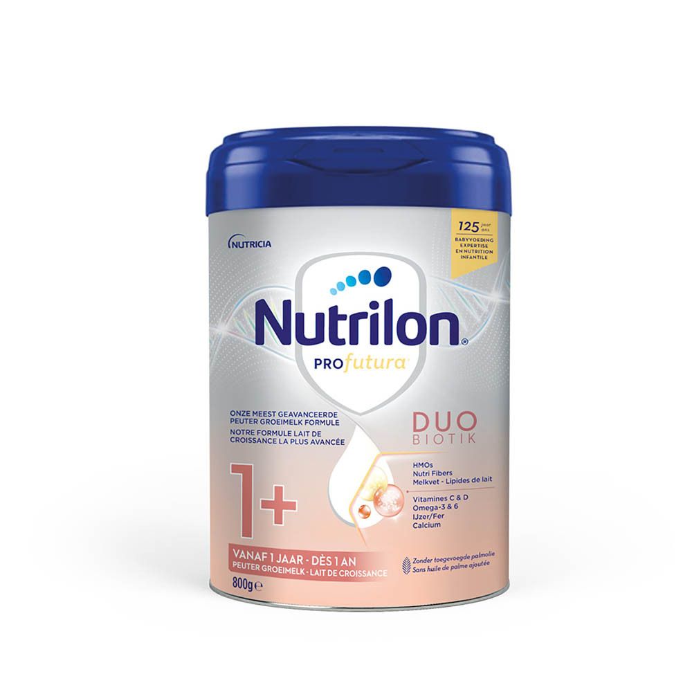 Nutrilon Profutura 1+ blik met deksel. Duo Biotik, 800g. Voor kinderen vanaf 1 jaar.