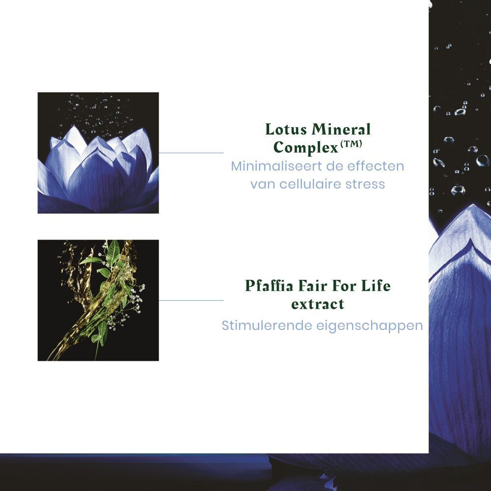 Tekst: Le Lotus Mineral Complex. Extract van Pfaffia Fair For Life.