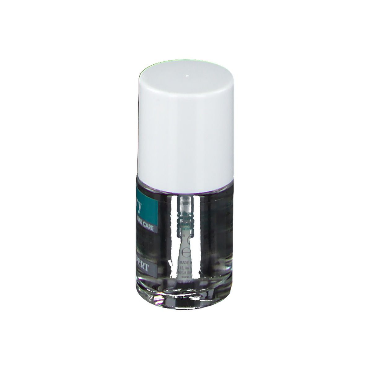 Nagellakfles met borstel. Opschrift: Vitry, Nail Care, Pro Expert. Witte dop.