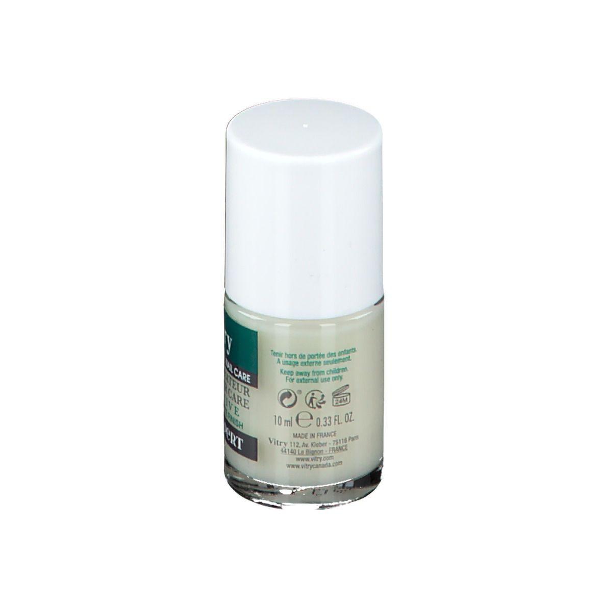Vitry Nail Repair Care Pro Expert. Rückseite der Flasche. Aufschrift: 10 ml, e 0.33 fl. oz, Made in France.