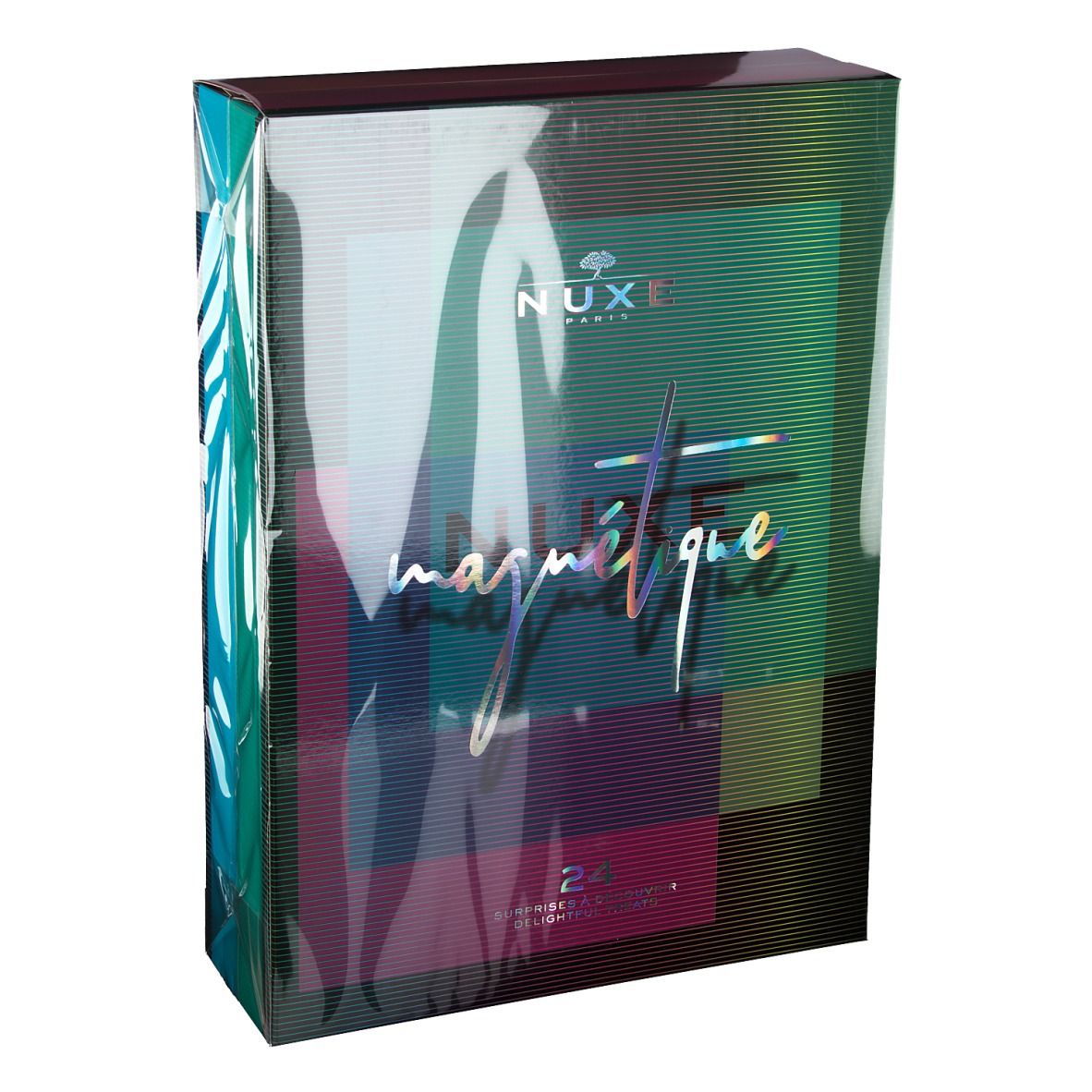 Calendrier de l'Avent NUXE Magnifique. Emballage avec effets holographiques. 24 surprises.