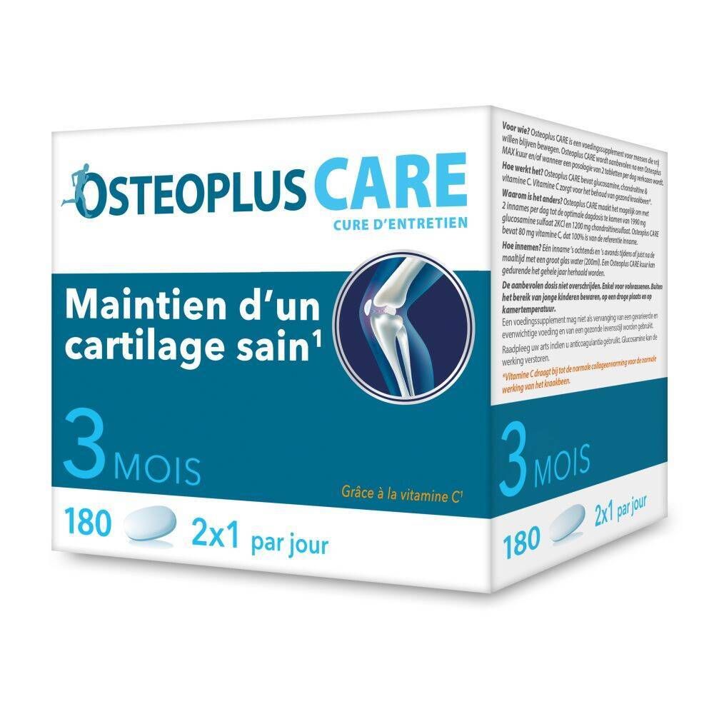 Boîte OSTEOPLUS CARE. Boîte bleue et blanche avec informations produit.