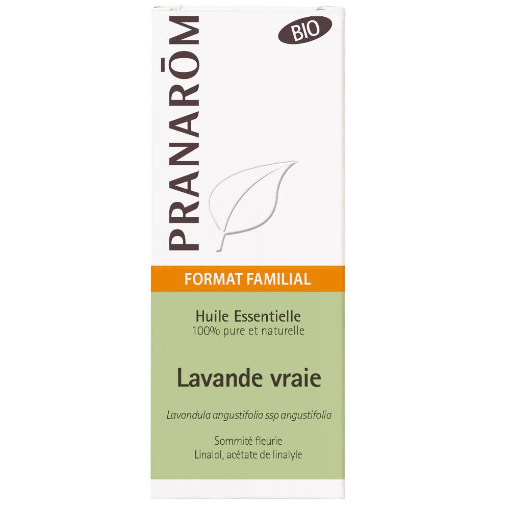 Boîte blanche avec informations produit. Certification BIO. Produit de lavande.