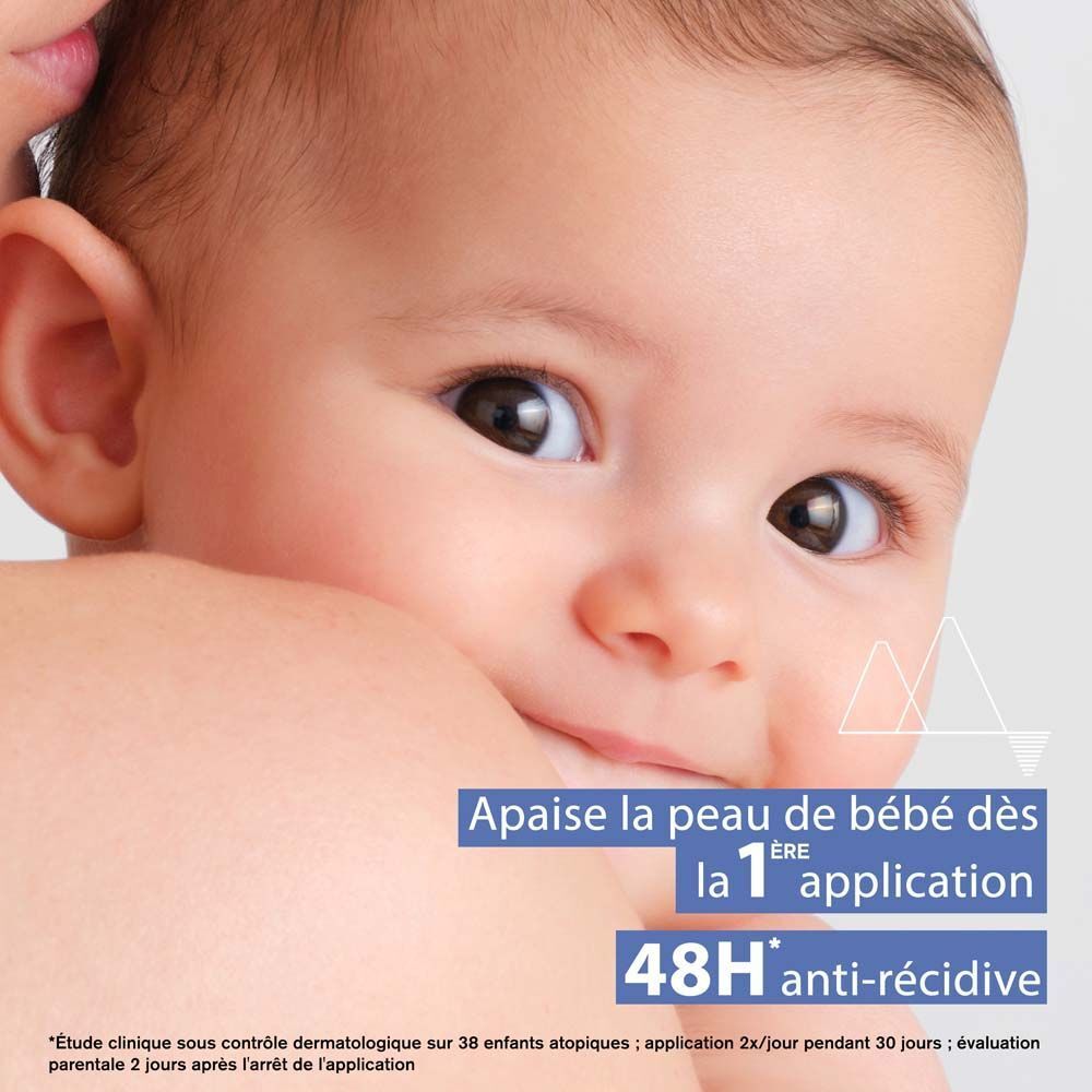 Infographie avec informations sur le produit. Texte en français : formule dermatologique.