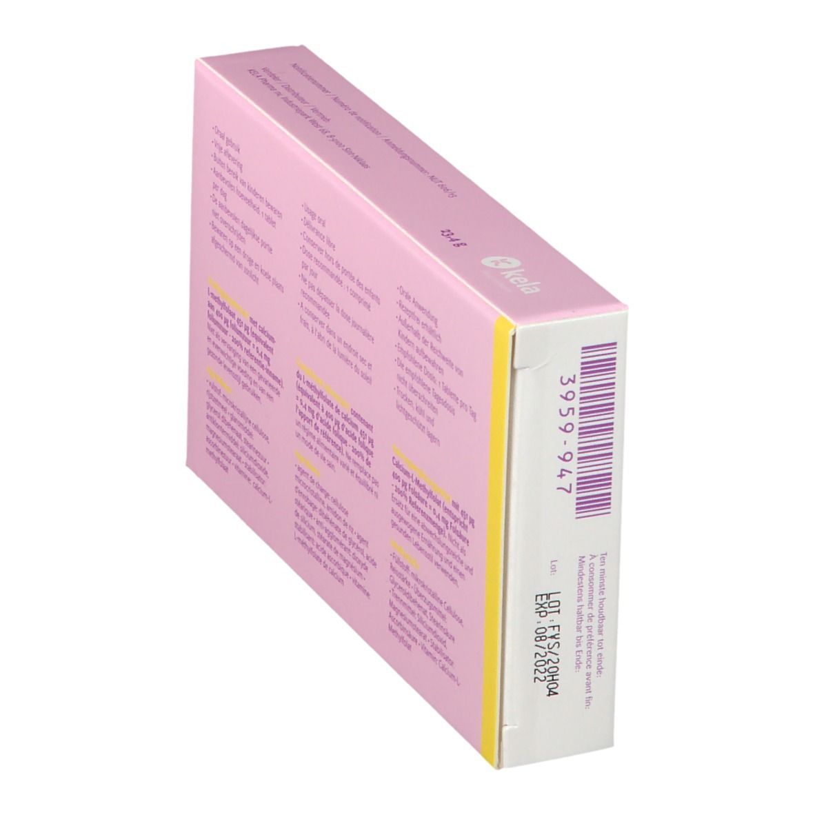 Seitenansicht der Folavit 0,4 Start Packung mit Barcode und Verfallsdatum.