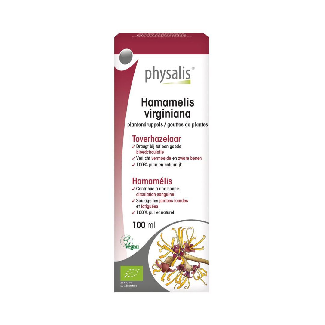 Boîte avec inscription : physalis Hamamelis virginiana. 100 ml.