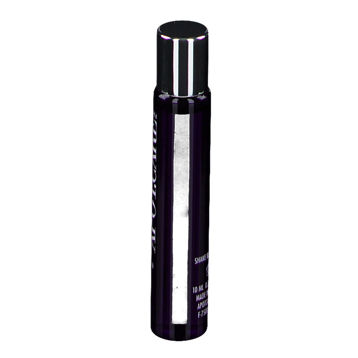 Flacon violet foncé avec logo APOT.CARE et texte. Nom du produit: Collagen Lift Sérum regard. Bouchon argenté.