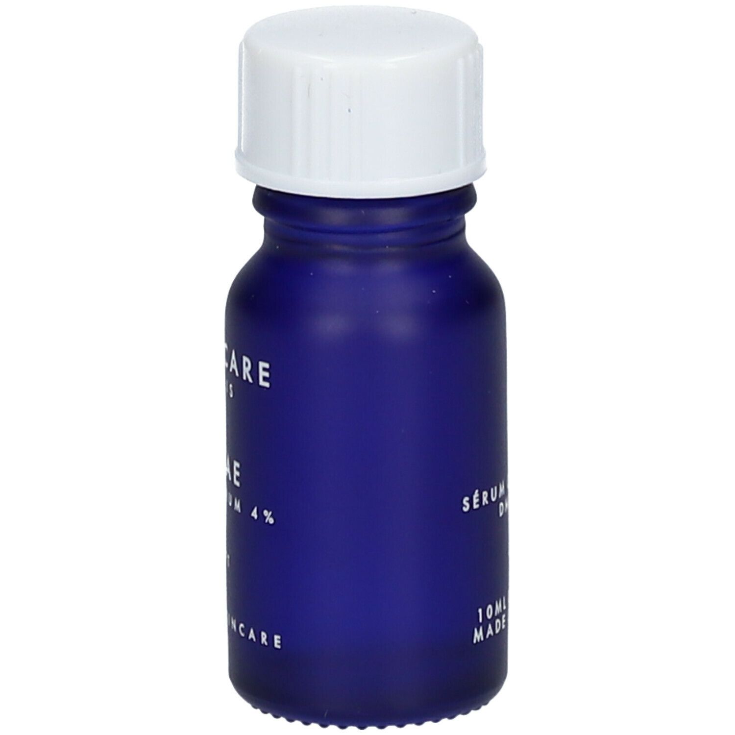 Flacon bleu avec bouchon blanc. Étiquette: APOT.CARE PARIS, DMAE Pure Serum 4%, LIFT, CLEAN SKINCARE.