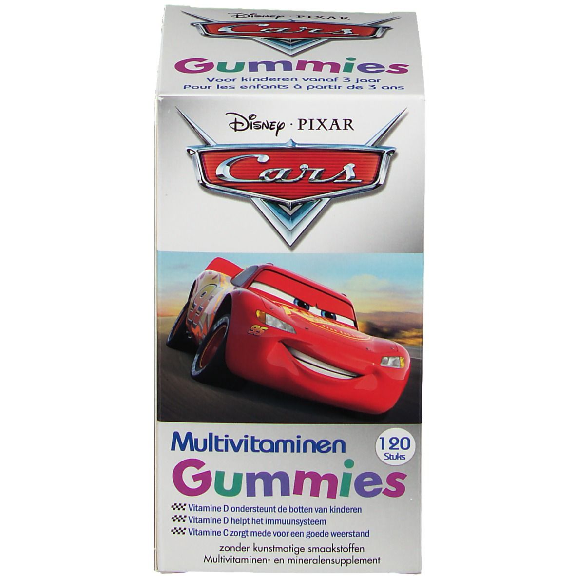 Boîte de gommes. Inscription Disney Pixar Cars. 120 pièces. Pour enfants à partir de 3 ans.