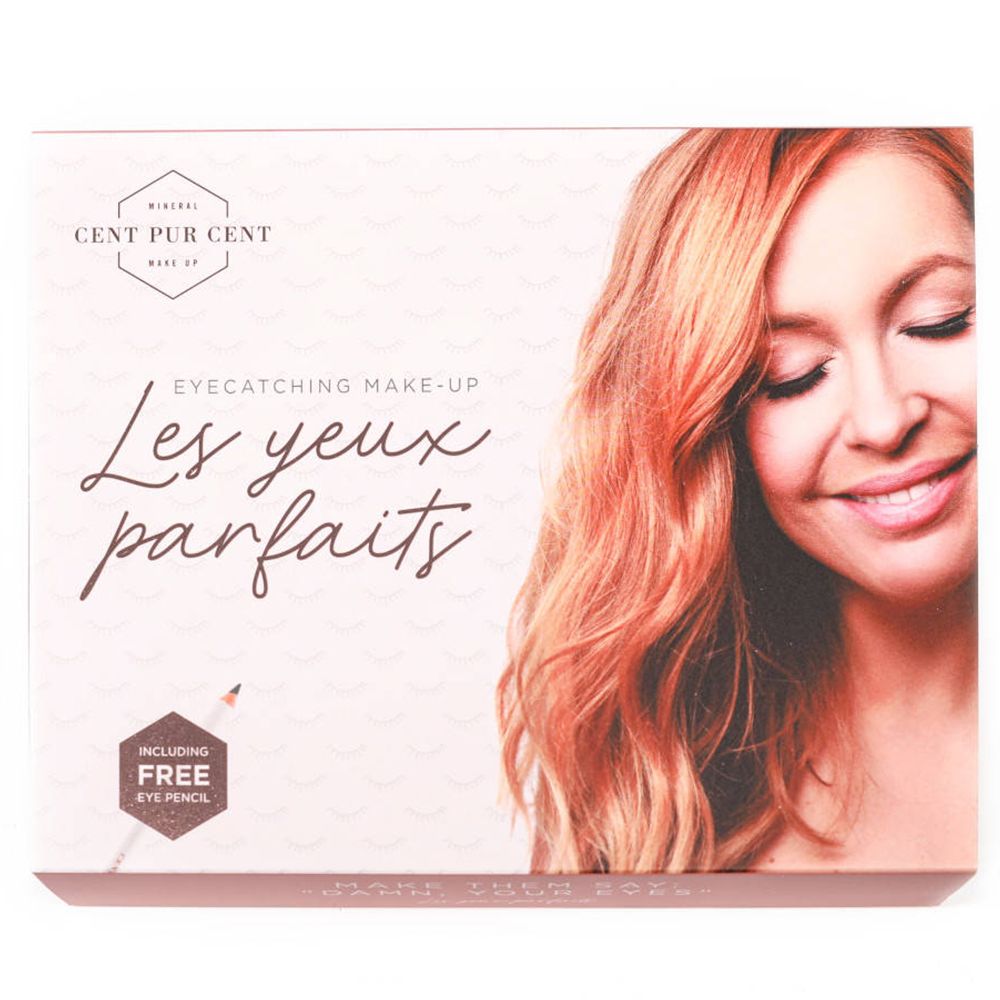 Coffret maquillage Les yeux parfaits. Contient un crayon. Emballage avec visage de femme.