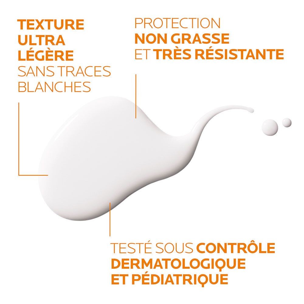 Tekst: Texture ultra légère sans traces blanches. Protection non grasse et très résistante. Testé sous contrôle dermatologique et pédiatrique.