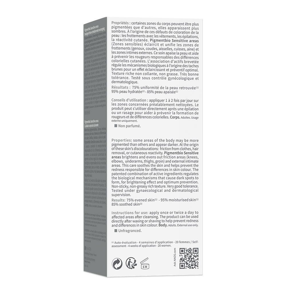 Produktverpackung mit Text in mehreren Sprachen. Enthält Informationen zur Anwendung und Inhaltsstoffe.