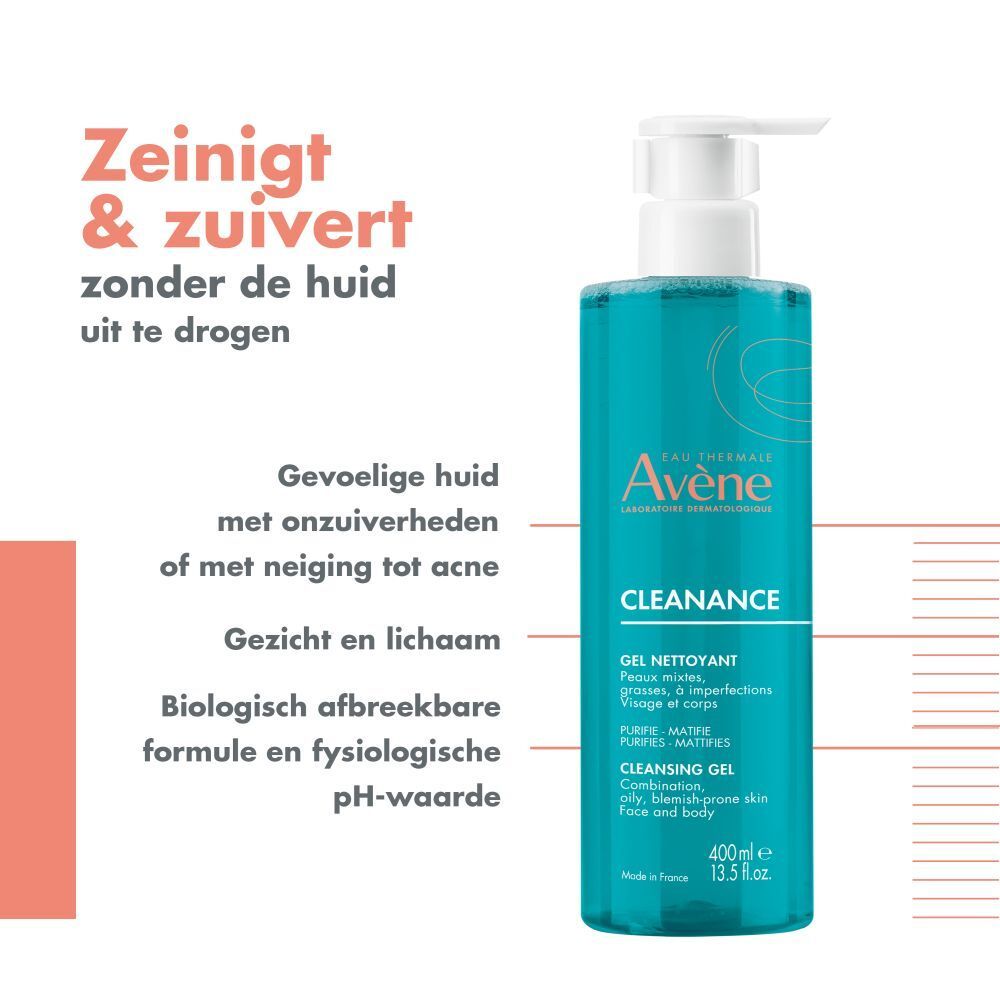 Reinigingsgelfles met tekst en illustraties.