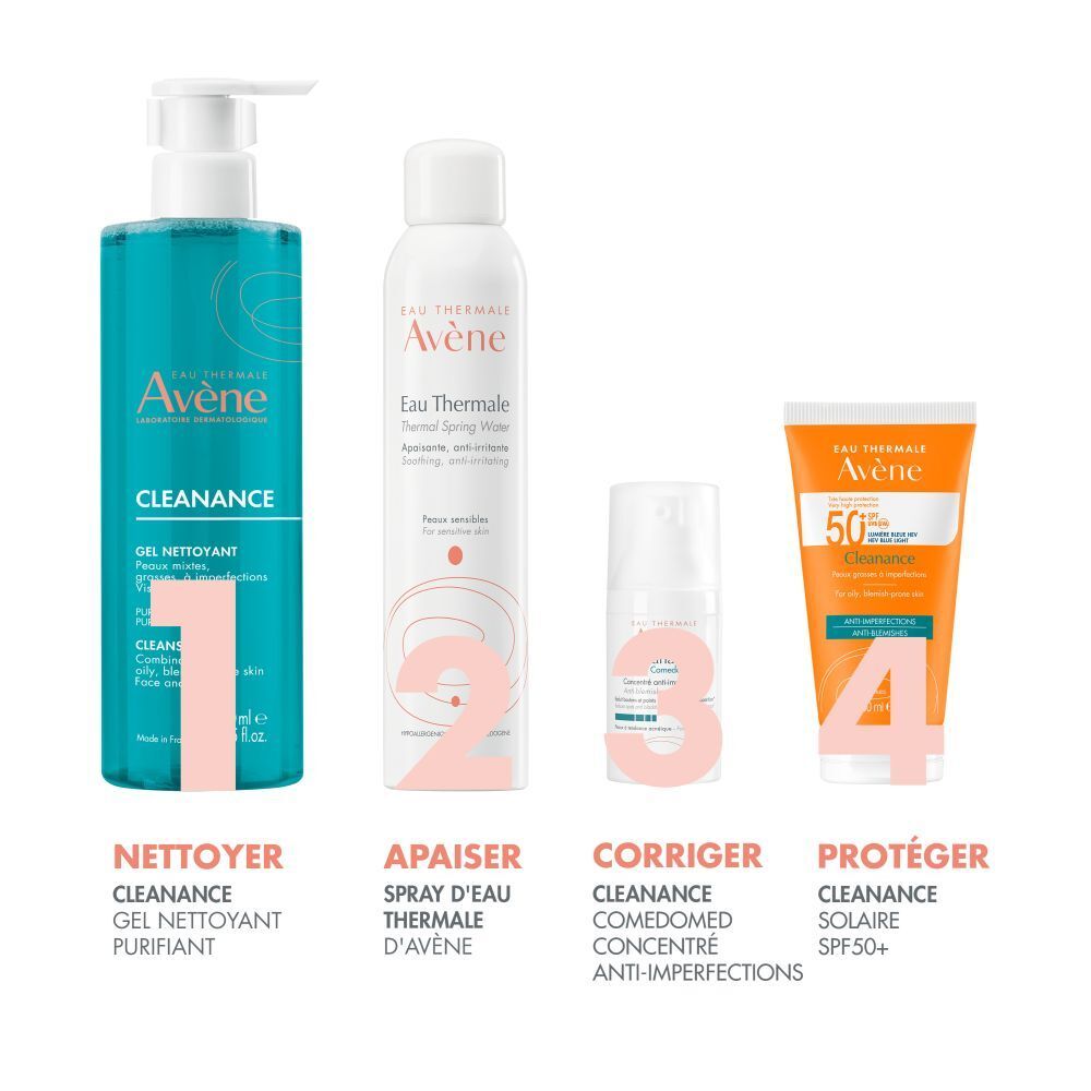 Flacon de gel nettoyant avec texte et illustrations.