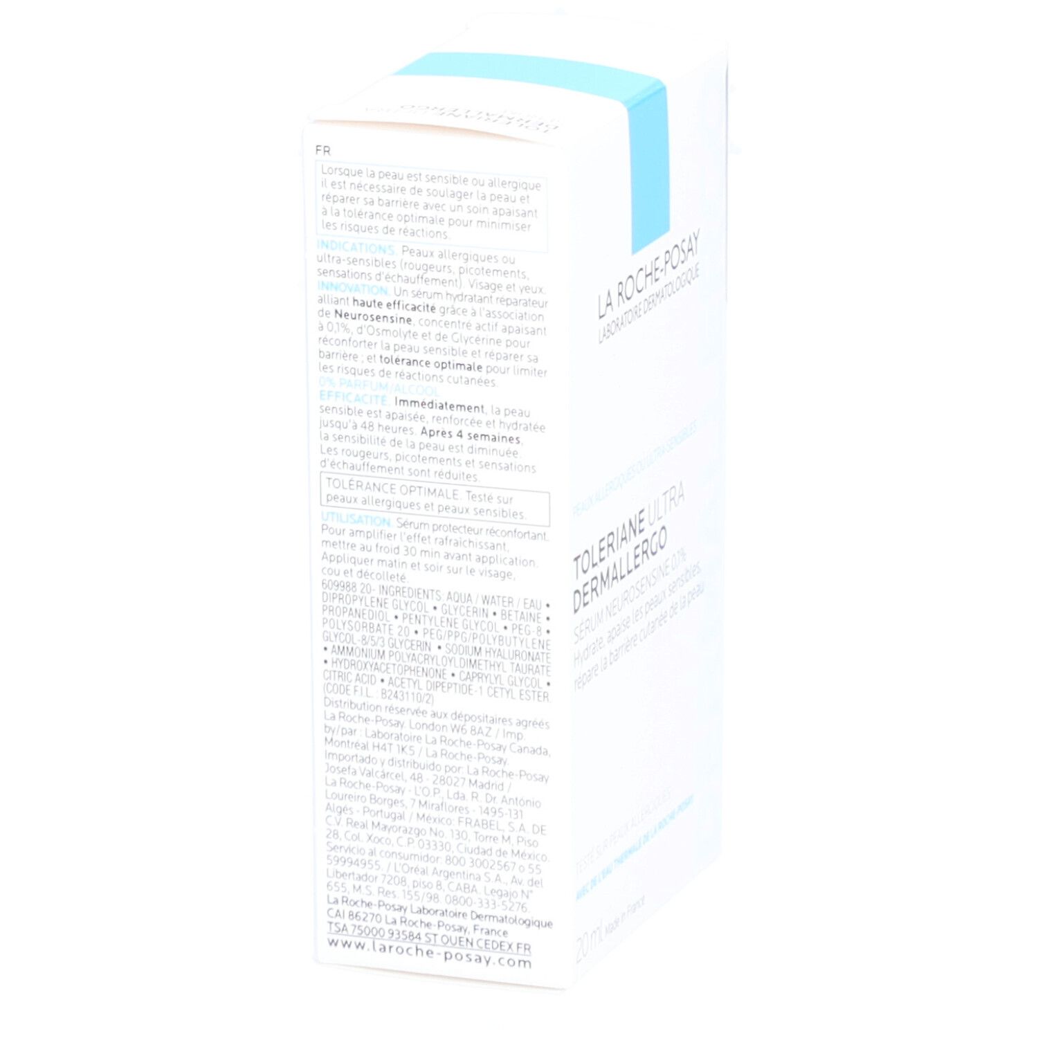Rückseite des weißen Kartons mit Produktinformationen. Text auf Französisch.