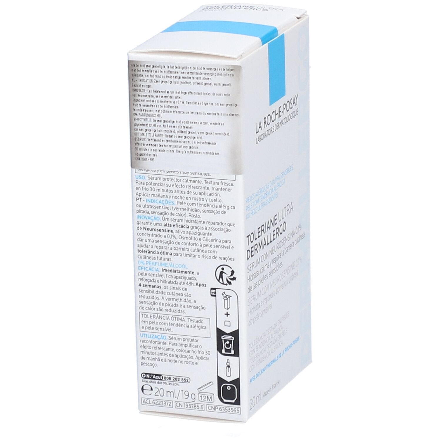Rückseite des weißen Kartons mit Produktinformationen. Text auf Spanisch.