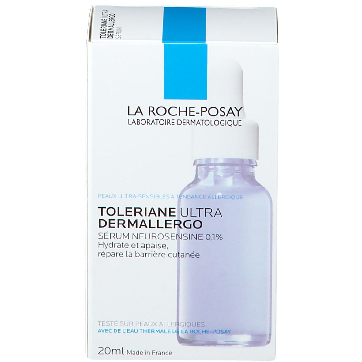 Produkt und Verpackung: La Roche-Posay Toleriane Ultra Dermallergo Serum und Flasche.