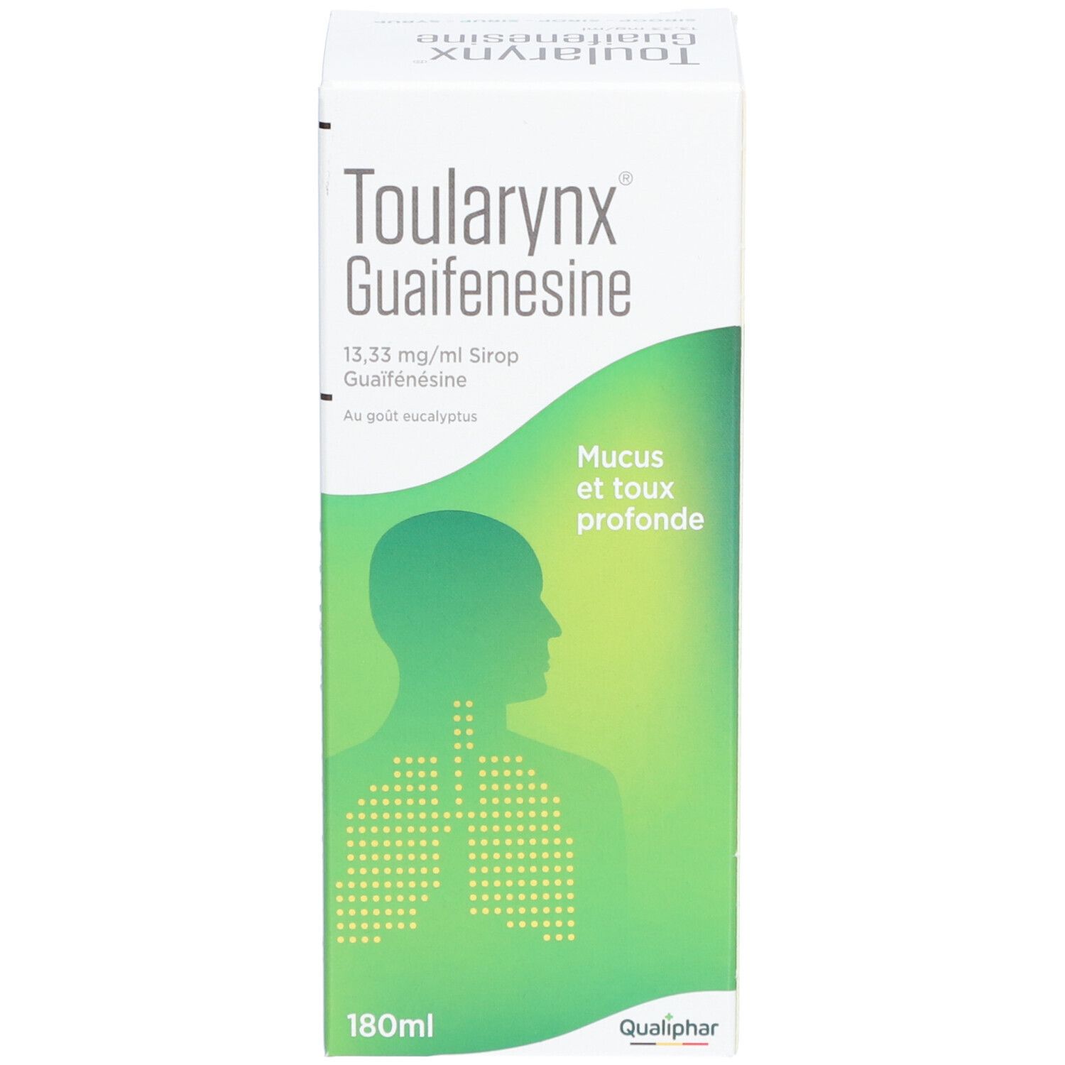 Emballage du produit. Emballage avec nom, ingrédients et logo. Logo Qualiphar.
