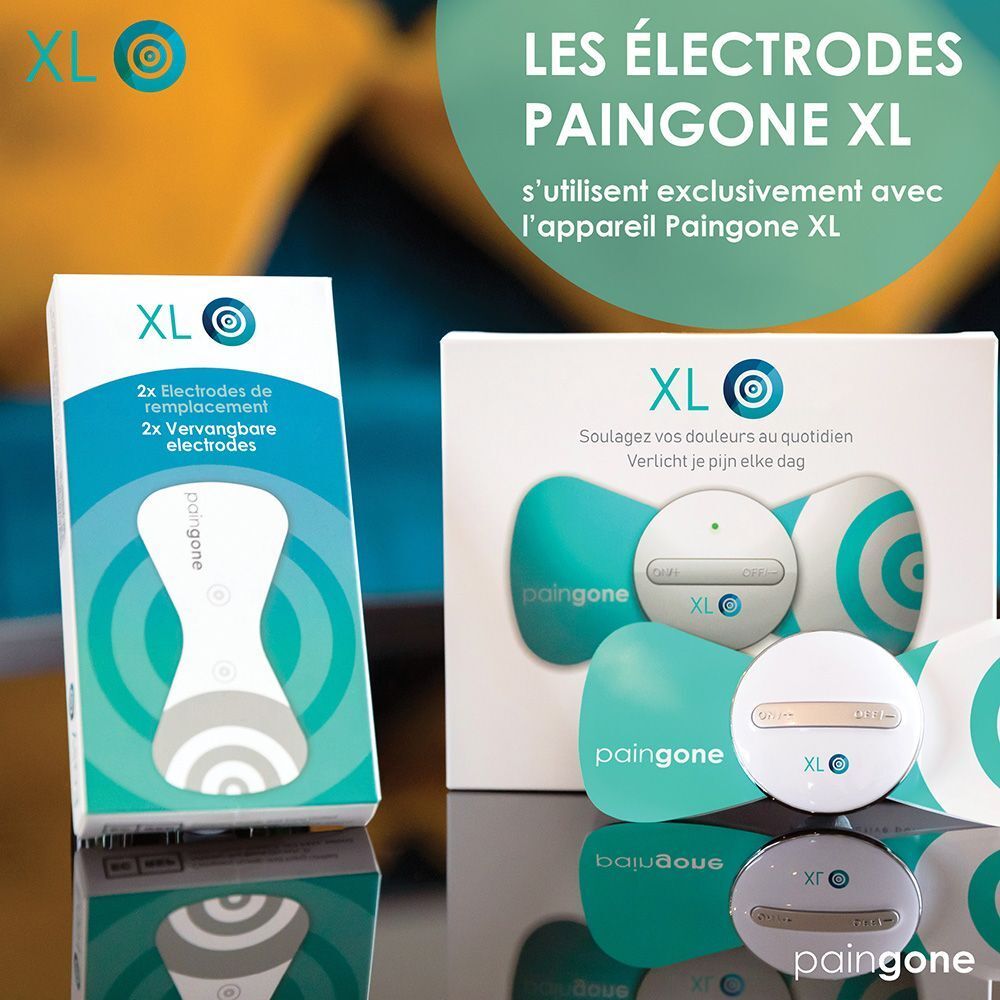 Boîte d'électrodes de remplacement Paingone XL. Texte en français.