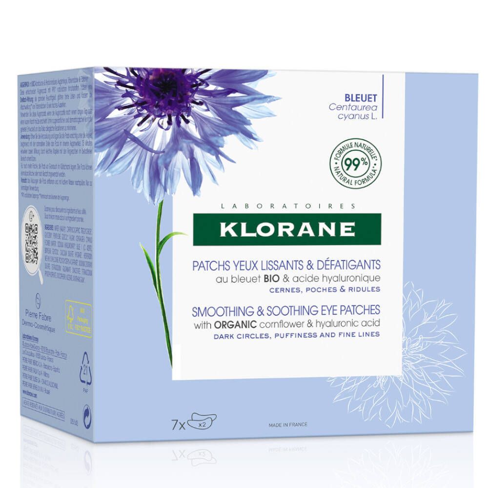 Klorane Patchs lissants défatigants au Bleuet bio apaisant