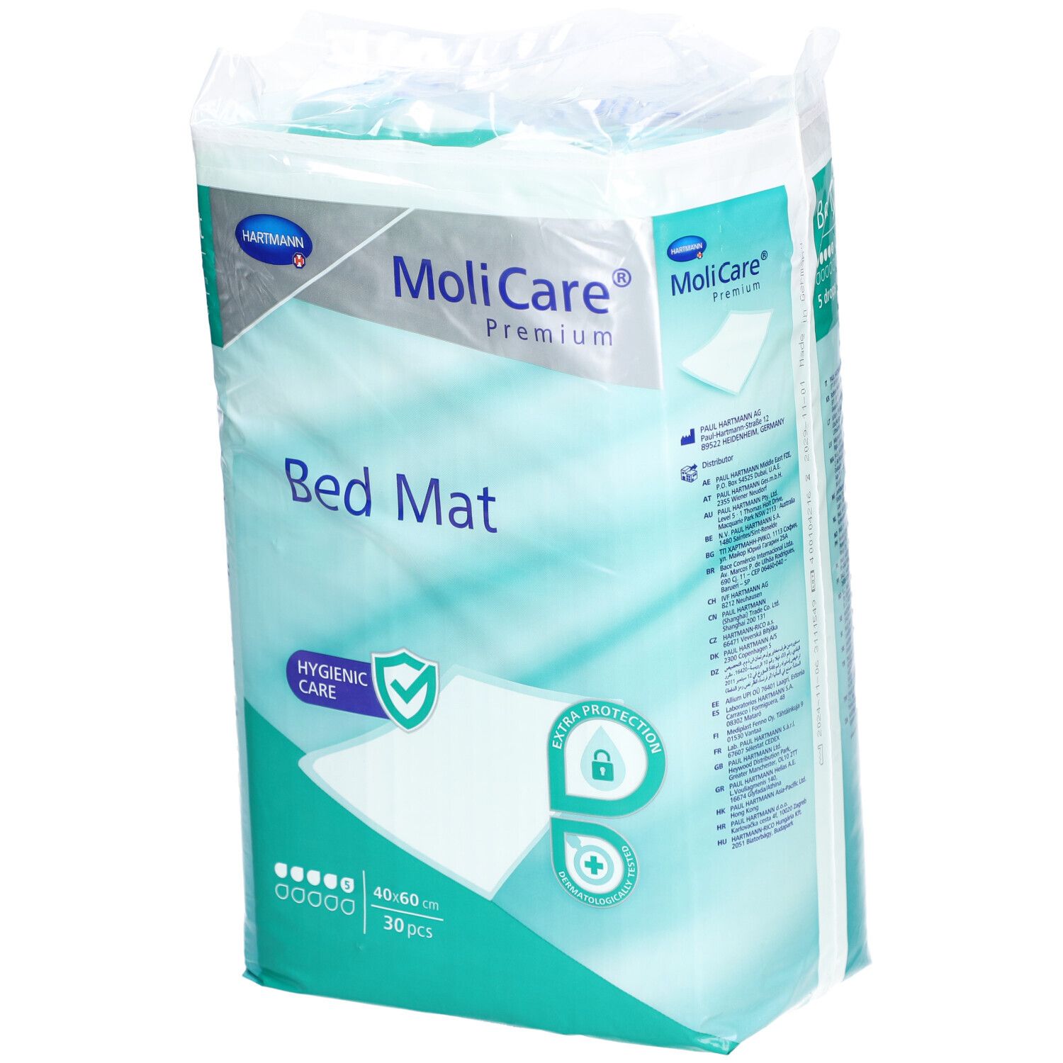 Paquet de MoliCare Premium Bed Mat. Protection hygiénique, 40x60 cm, 30 pièces. Marque Hartmann.