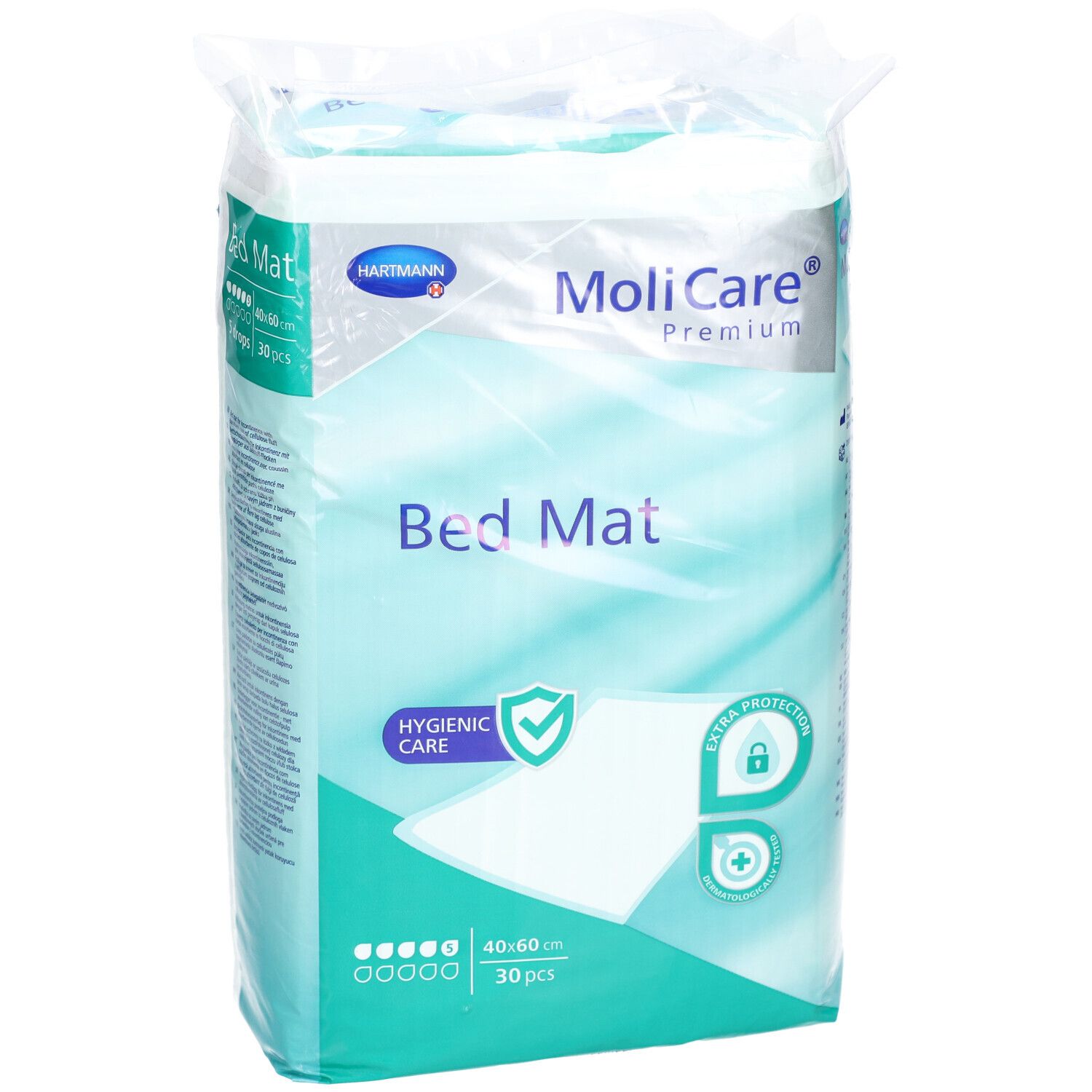 Paquet MoliCare Premium Bed Mat. 40x60 cm, 30 pièces. Protection hygiénique. Marque Hartmann.