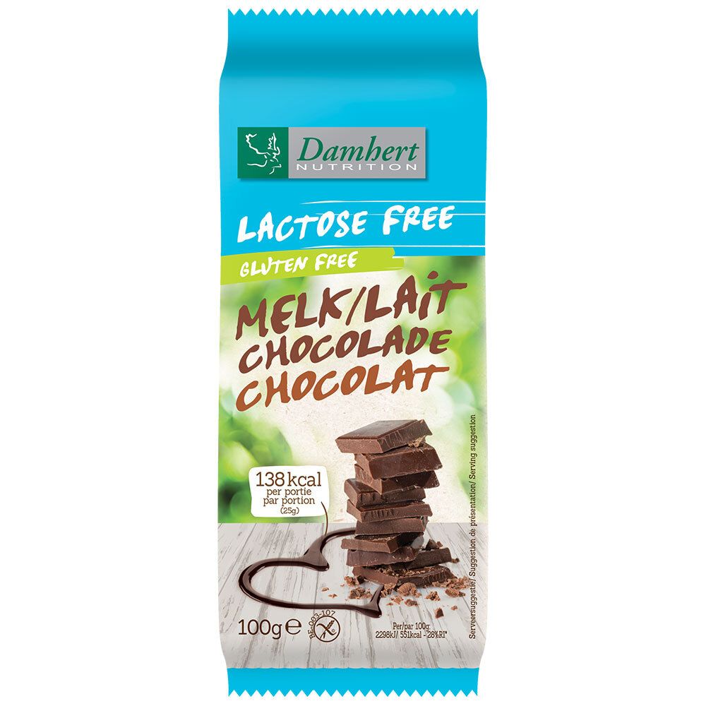 Damhert Lactose Free Tablette de chocolat au lait sans gluten