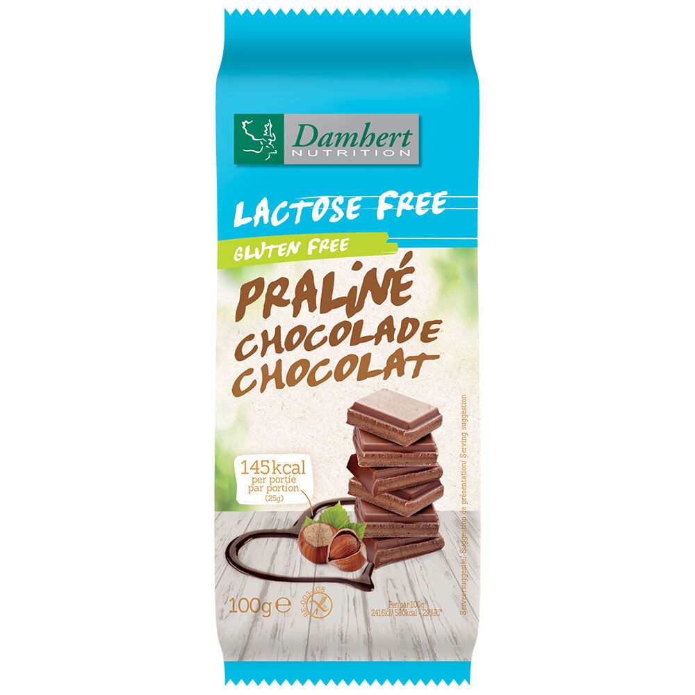 Damhert Lactose Free Tablette de chocolat praliné sans gluten